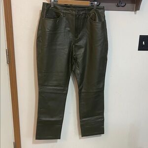 Jessica London Dark Green Leather Pants, pockets size 16W